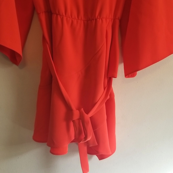 NWDFT IRO Layer Dress Matte Orange Belted Bell Kimono Sleeves Mini s FR 40 Large - Picture 4 of 10